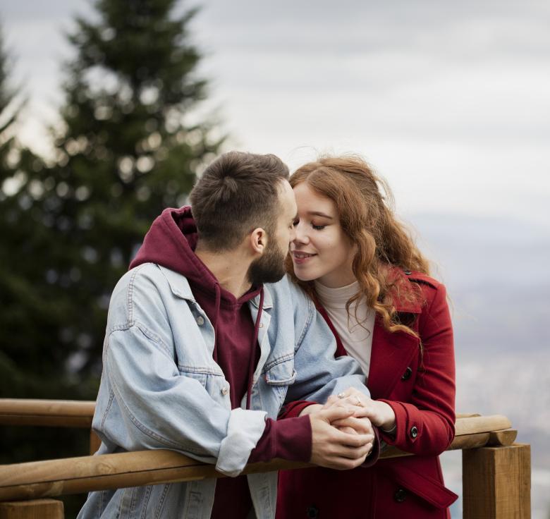 couple embracing in nature 