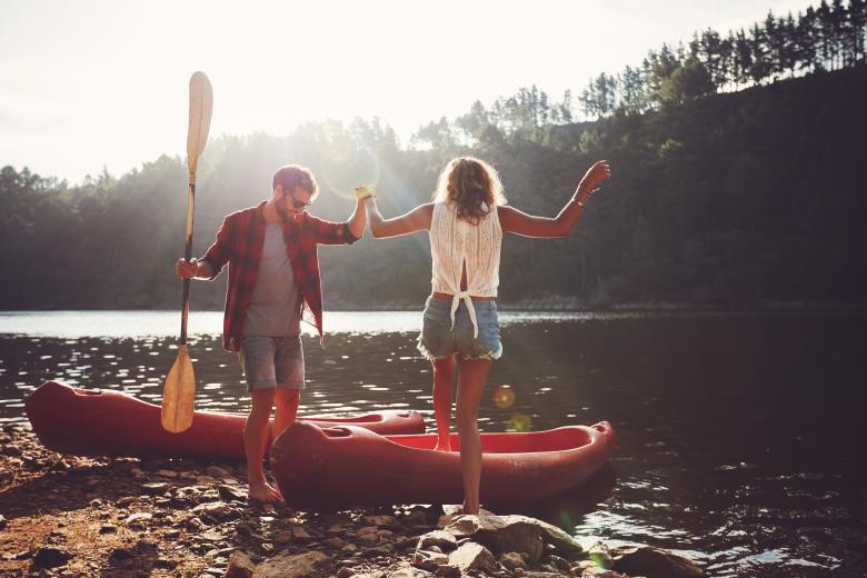 Couple going for a canoe ride